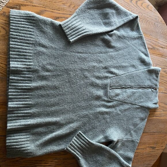 LOU GREY beautiful earthy blue ribbed zip neck sweater/L( pit to pit-21 - Picture 8 of 8